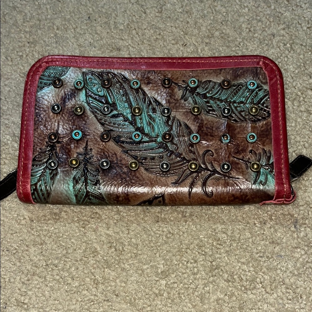 Colorful Feather Embellished Wallet